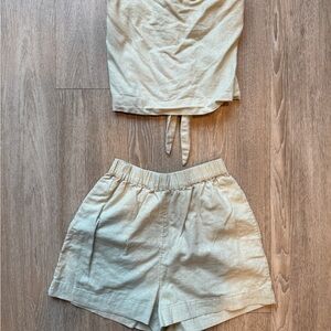 Free People High Waist Cream Shorts